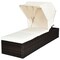 Costway Patio Rattan Lounge Chair Chaise Cushioned Top Canopy Adjustable White